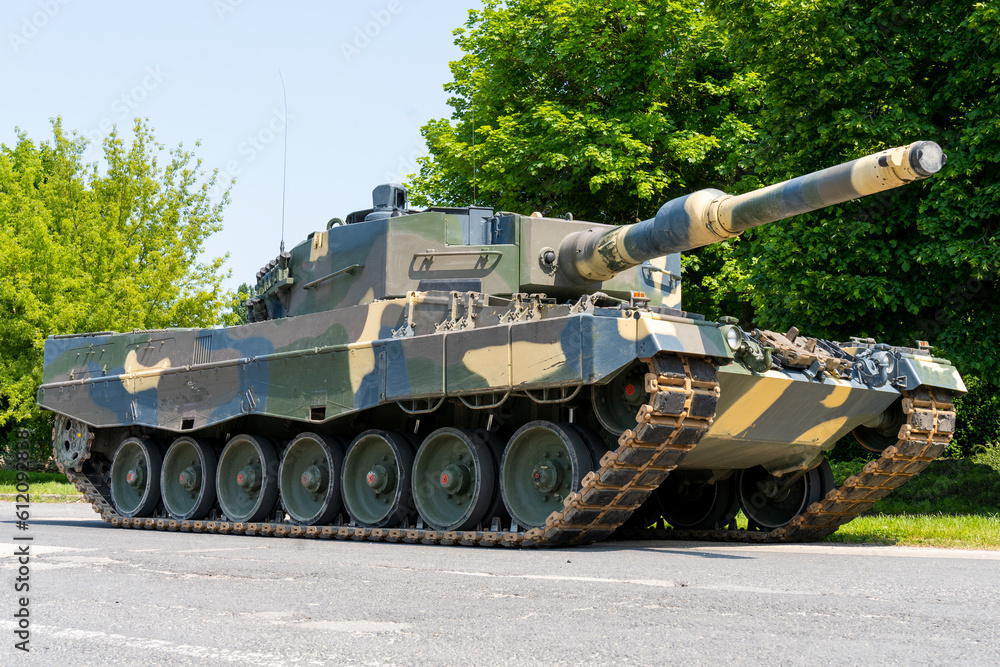 German-made Leopard 2A4 tank with camouflage paint German-made Leopard 2A4 tank with camouflage paint