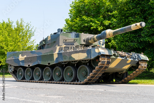 German-made Leopard 2A4 tank with camouflage paint