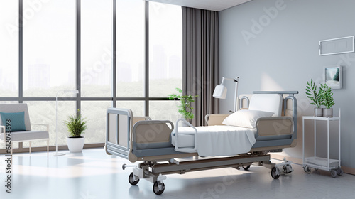 simple hospital bed in a hospital room  hospital and bed