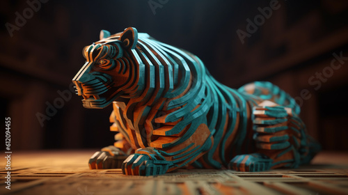 geometric tiger, orange , wildlife and concept of an animal © wetzkaz