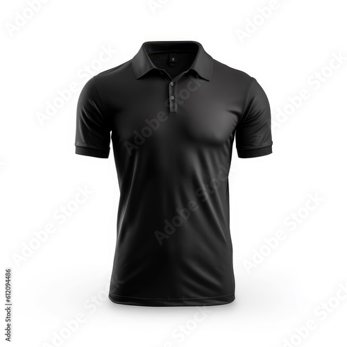 black t shirt, black polo t shirt, polo t shirt, tshirt, black, tee, neck collar, white background, easy to cut out, isolated
