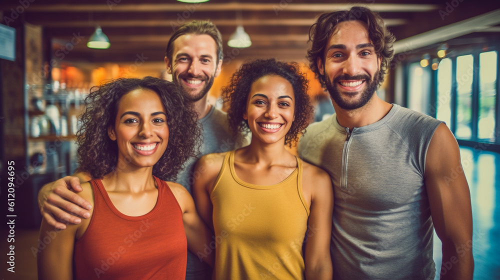 young adult woman and young adult man in gym, having fun and joy, smiling satisfied, sport and fitness in gym young adult woman and young adult man in gym, having fun and joy, smiling satisfied, sport and fitness in gym