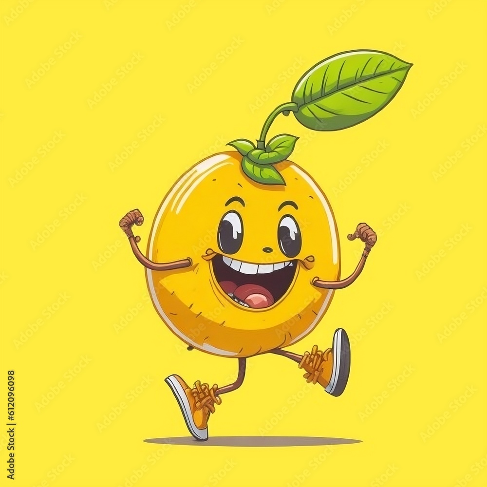 Cute Cartoon character of a dancing mango Generative AI Cute Cartoon character of a dancing mango Generative AI