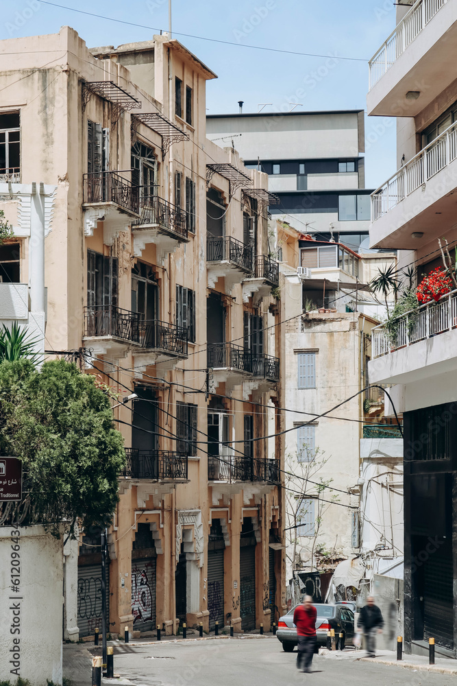 Beirut, Lebanon — 24.04.2023: Old houses in the Achrafieh district in Beirut Beirut, Lebanon — 24.04.2023: Old houses in the Achrafieh district in Beirut