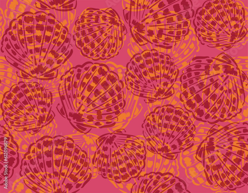 Hand drawn sea shells. Beautiful marine design elements, perfect for prints and patterns.Vector seamless pattern