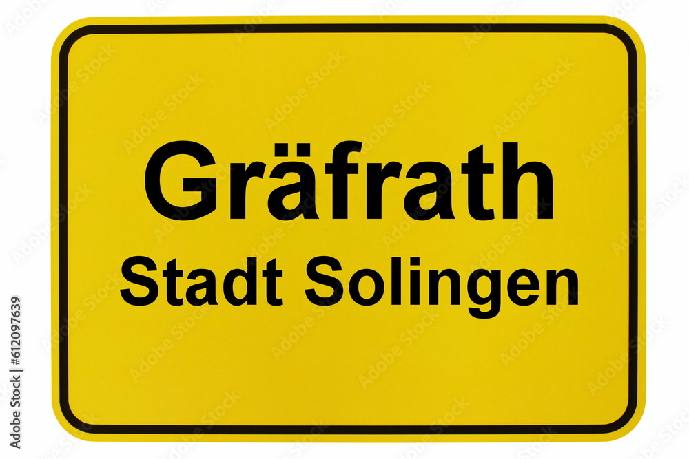 Illustration eines Ortsschildes von Gräfrath, einem Ortsteil der Stadt Solingen in Nordrhein-Westfalen