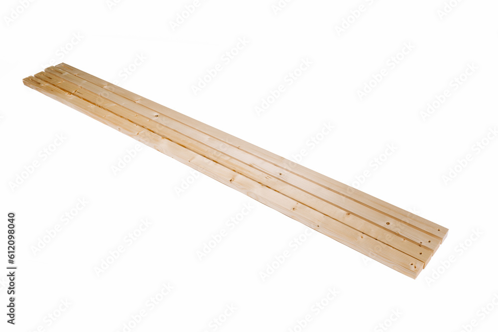 Four wooden boards with holes drilled in the ends Four wooden boards with holes drilled in the ends