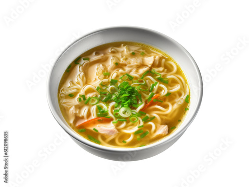 Chicken noodle soup isolated on transparent or white background, png