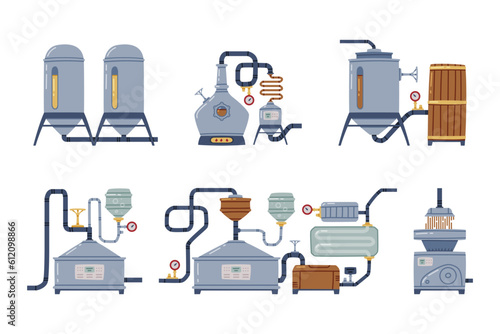 Photographie Whiskey Drink Production and Manufacture Vector Set