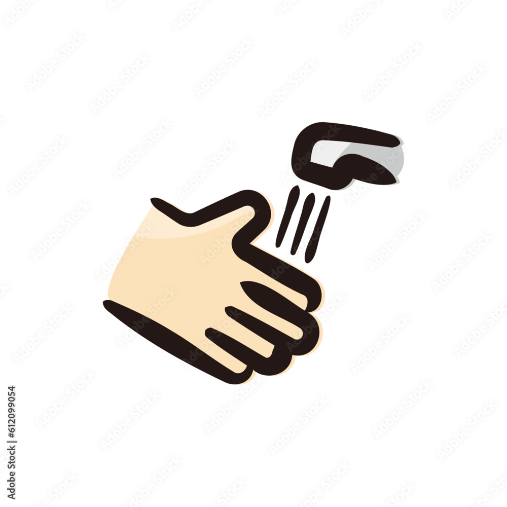 Obraz premium Washing hands - Infectious disease and medical icon/illustration (Hand-drawn line, colored version)