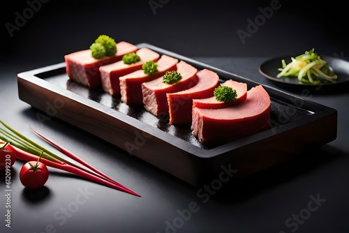 sushi salmon and vegetables generative by using ai
