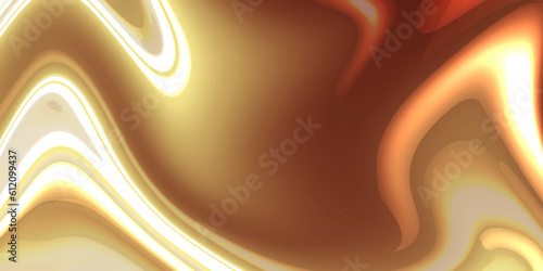 Abstract golden and chocolate fluid holographic liquid colorful background, design for banner, poster, wallpaper and many more.