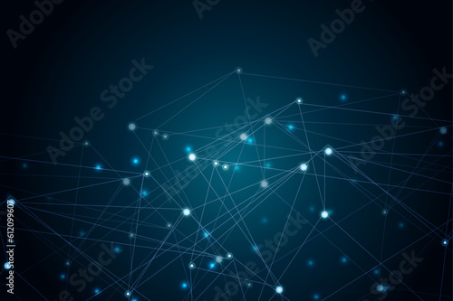 Abstract blue lines and dots connections pattern, social network communication, technology curve line background. Design used for technology, science, banner, template, business and many more.