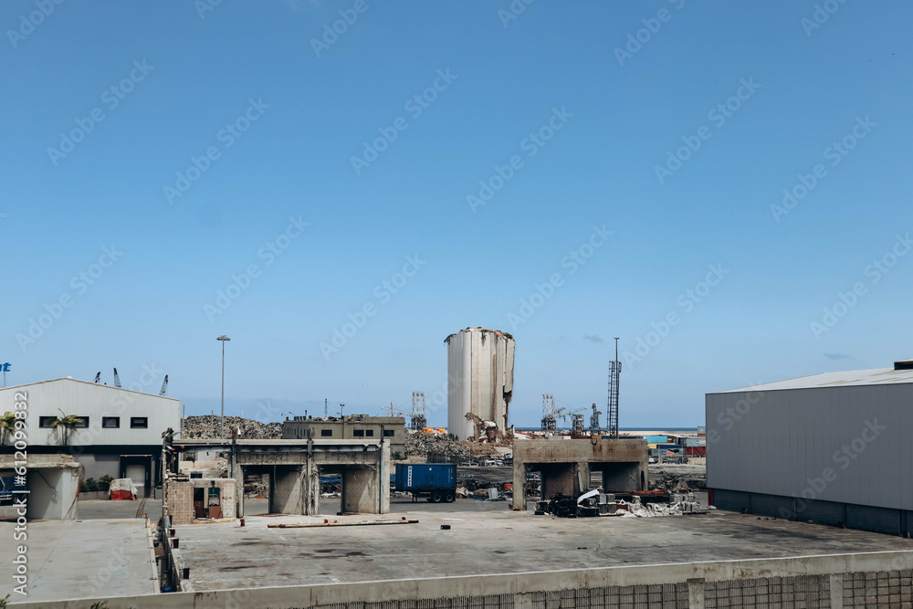 Fototapeta premium Beirut, Lebanon — 24.04.2023: Area of the massive explosion in the Port of Beirut, on August 4th 2020..