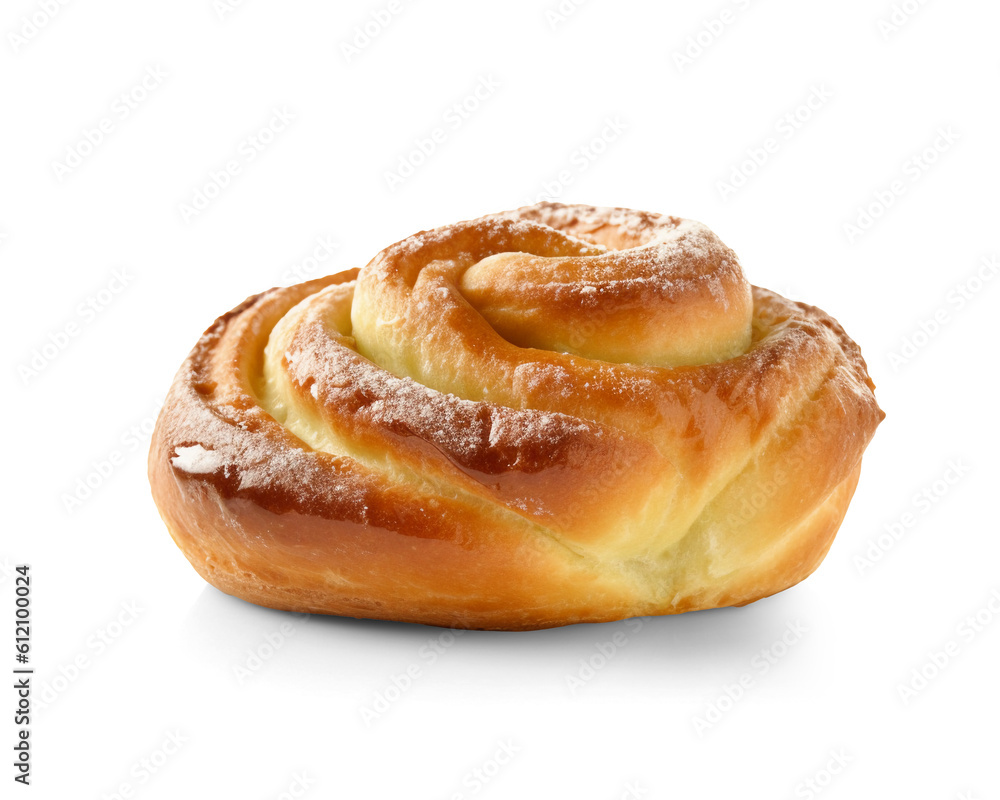 Sweet roll bun isolated on transparent or white background, png