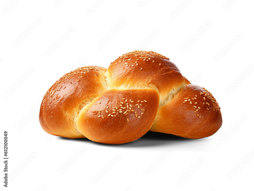Fresh baked wheat bun isolated on transparent or white background, png