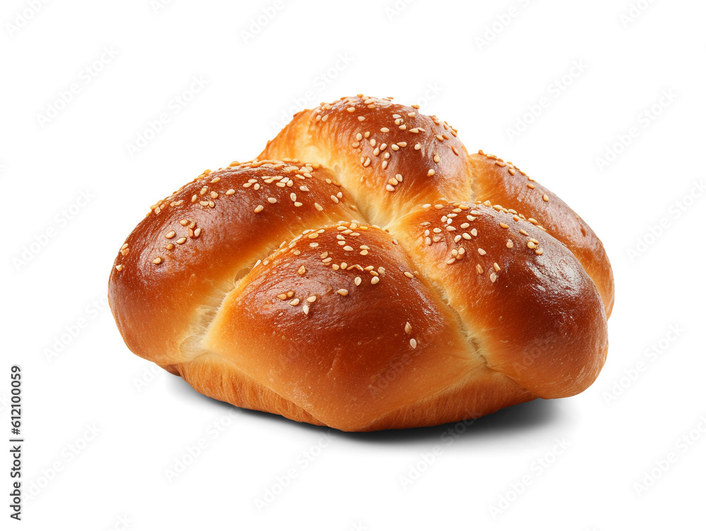Fresh baked wheat bun isolated on transparent or white background, png