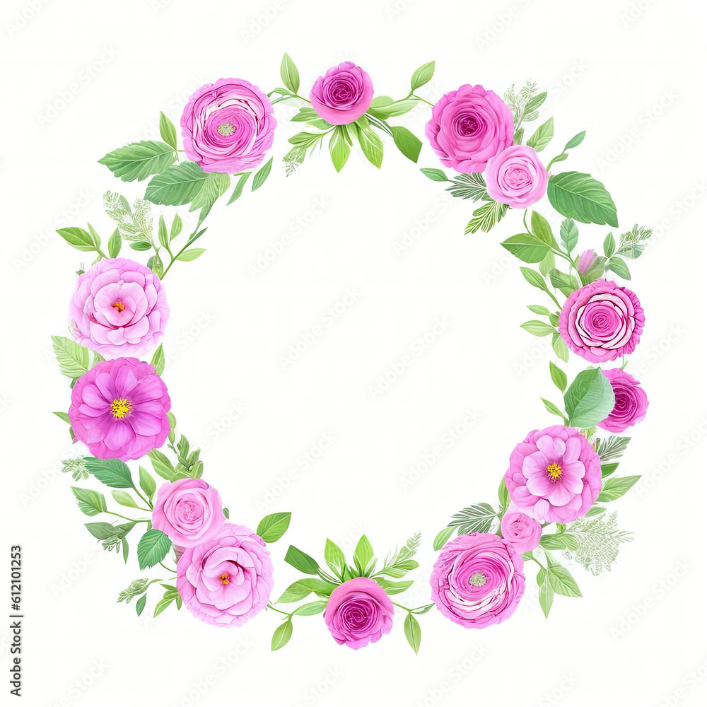 floral_frame_circle_shape_white_background