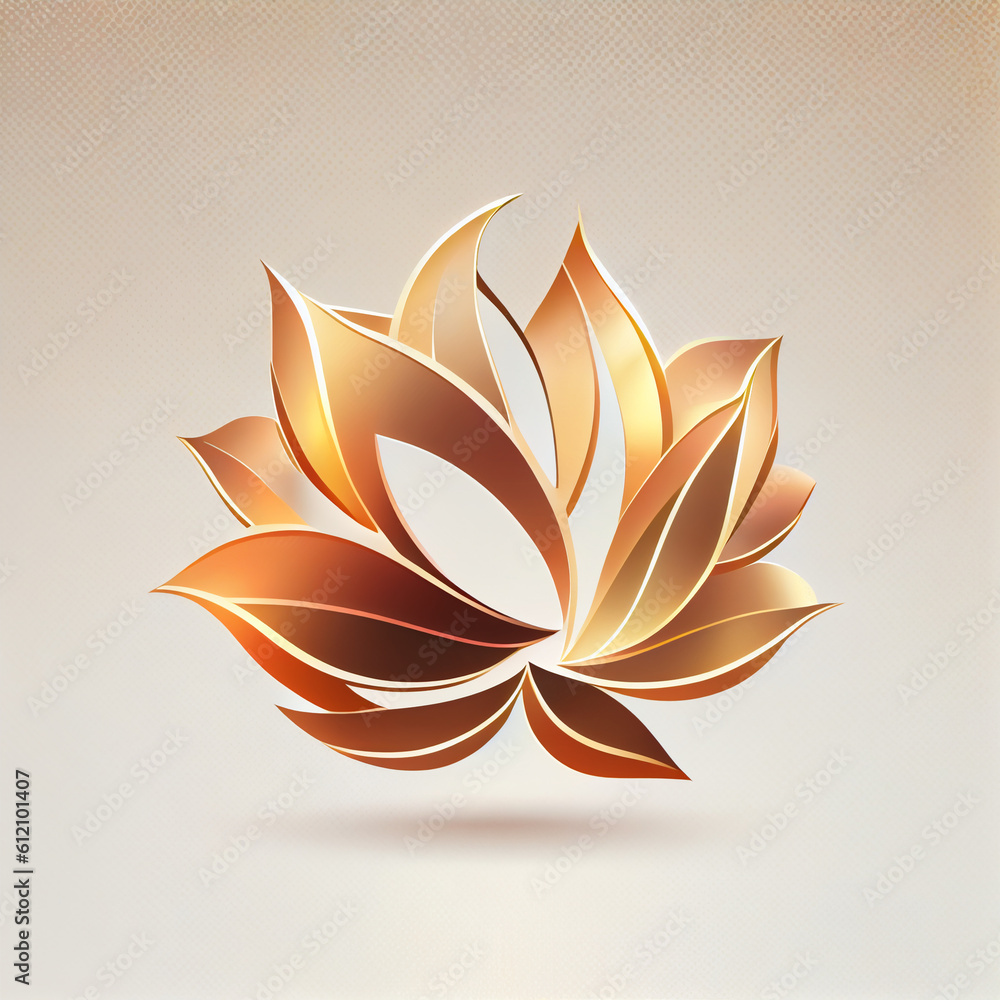 Lotus flower as a logo on a white background. Minimalistic style. AI generative.