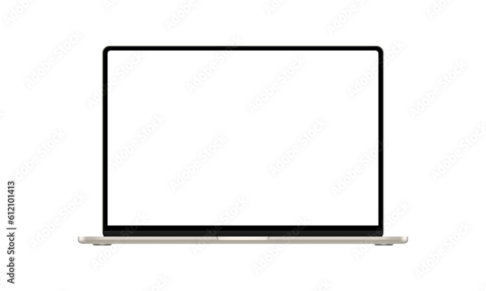 Gold Laptop Mockup, Isolated on White Background, Front View. Vector Illustration Gold Laptop Mockup, Isolated on White Background, Front View. Vector Illustration
