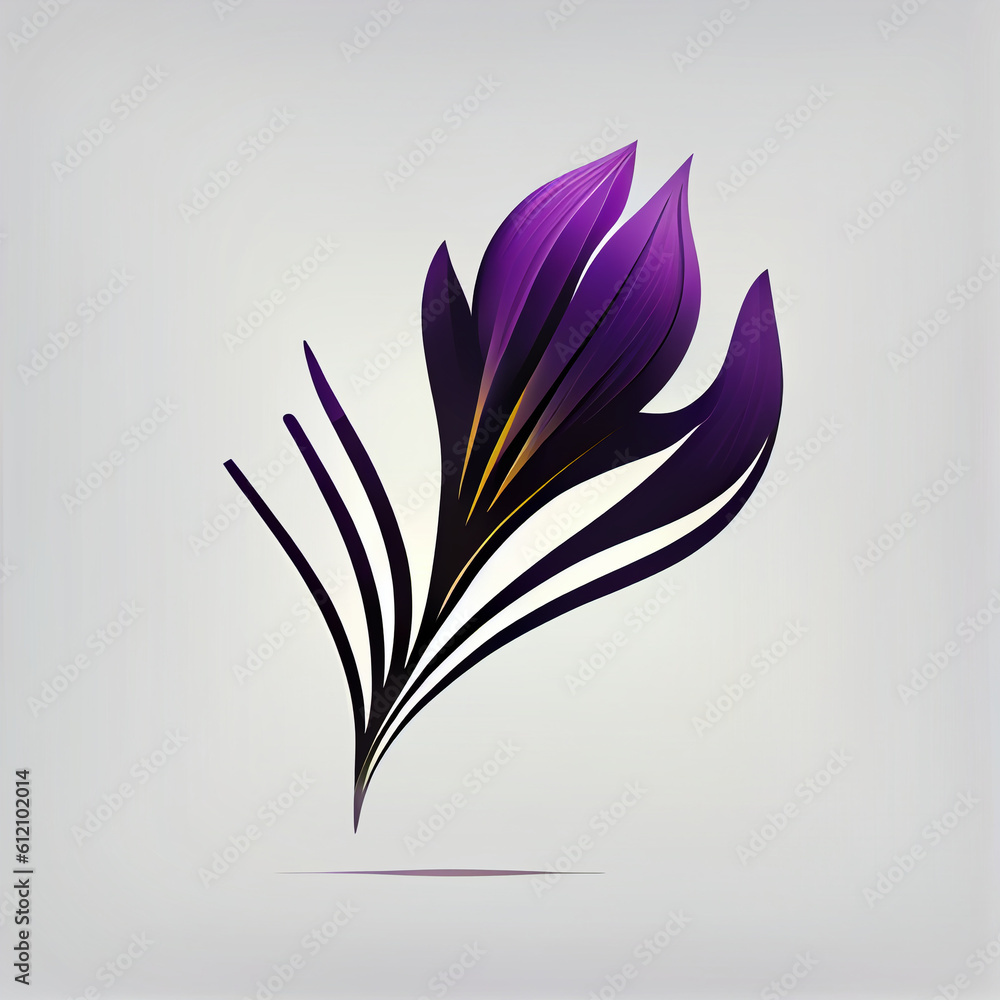 Crocus flower as a logo on a white background, magenta colors. AI generative.