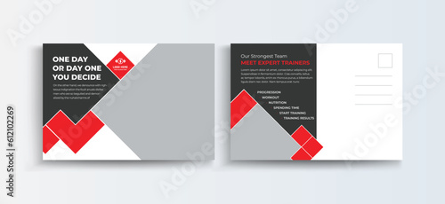 Fitness gym Post Card Design Template, Sports Postcard Template, Vector Template, Professional Business Postcard Design, Event Card Design, Invitation Design, Direct Mail EDDM Template.