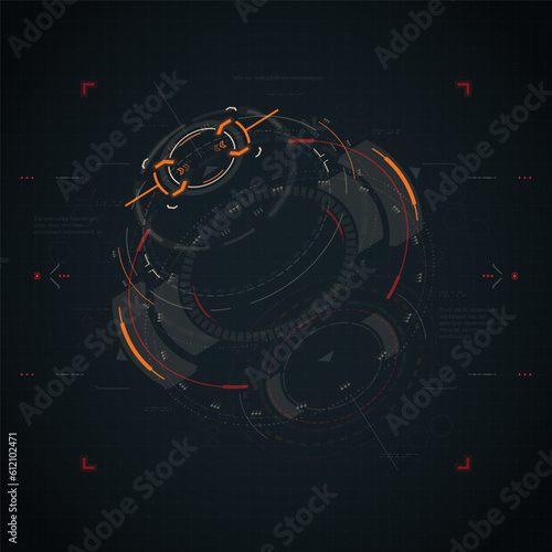 Hud futuristic element. Hi-tech user interface, 3d navigation panel. Abstract virtual technology. Vector illustration.