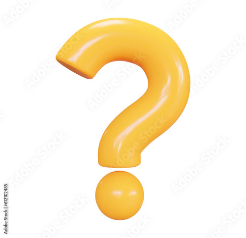 3d yellow question mark. Faq problem solution symbol. Vector illustration on isolated background.
