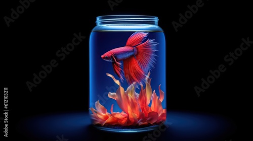 betta fish in a jar water