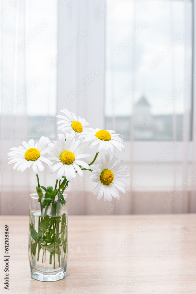 custom made wallpaper toronto digitalVase with daisies on a wooden table