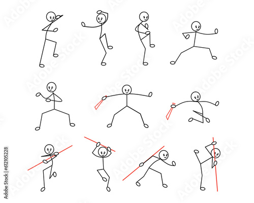 pencak silat vector pose illustration with stickman 