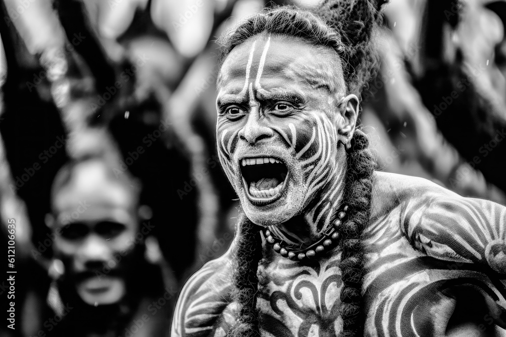 Black and White Photograph of a Traditional Rangatira Dance Haka Generative AI KI Digital Art Wallpaper Journal Background Black and White Photograph of a Traditional Rangatira Dance Haka Generative AI KI Digital Art Wallpaper Journal Background