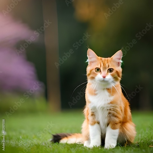 cute cat in middele of forest photo