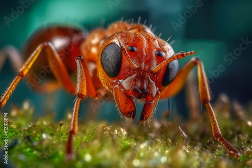 Red fire ant, known for aggressive behavior, painful bites, and intricate social structure. Generative AI. © Microgen