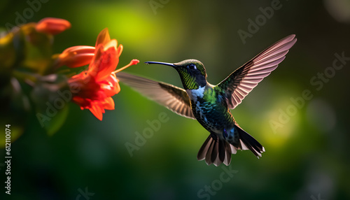 hummingbird feeding on a flower © wiizii