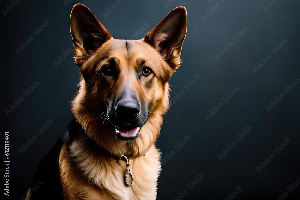 German Shepherd dog on black background German Shepherd dog on black background