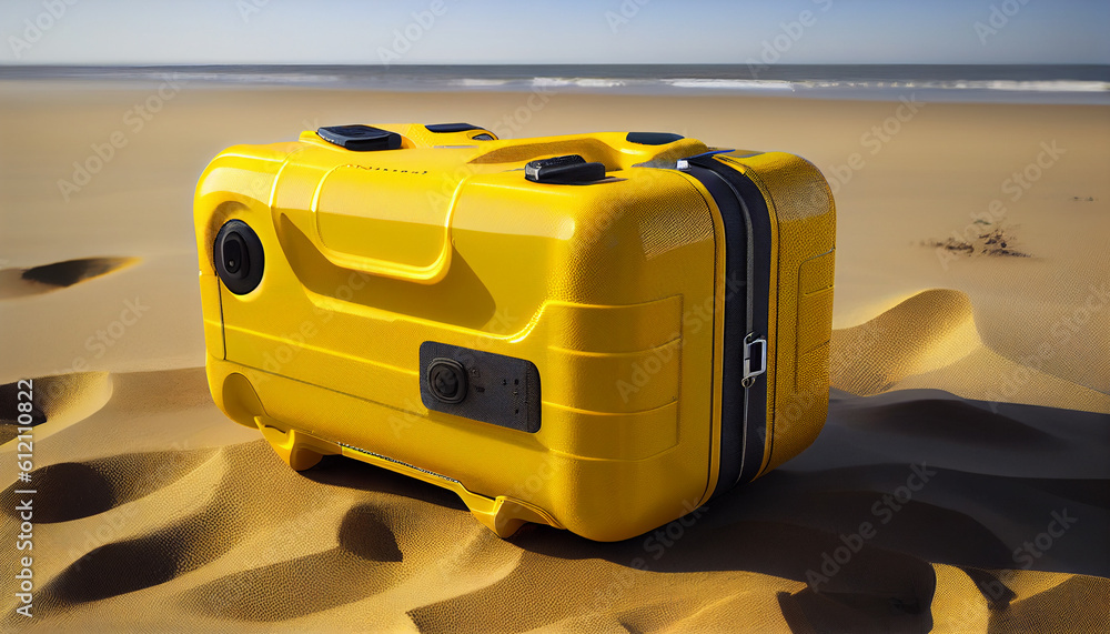 Yellow bag camera waterproof case ready for adventure trip.