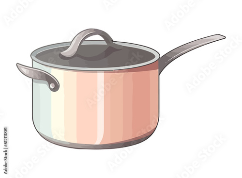 A metallic saucepan utensil