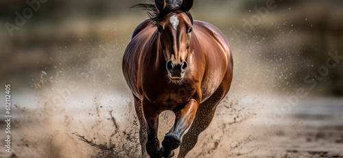 Pinto Horse, Pinto Horse with Long Mane Run, Horse running, Horse, Brown Horse, Horse with powerful muscles, Elegant Horse, Ai Generated Art.