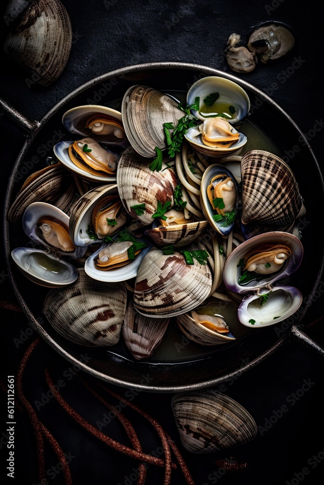 plate with fresh mussles