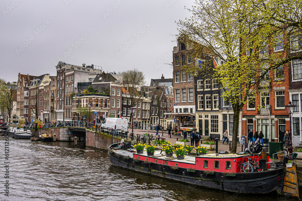 The river and the city in Amsterdam, Netherlands