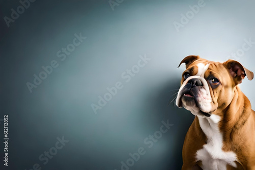 Bulldog on light gray background