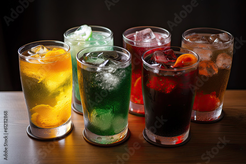 Colorful set of ice drinks