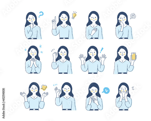 女性の表情　バリーエーションセット