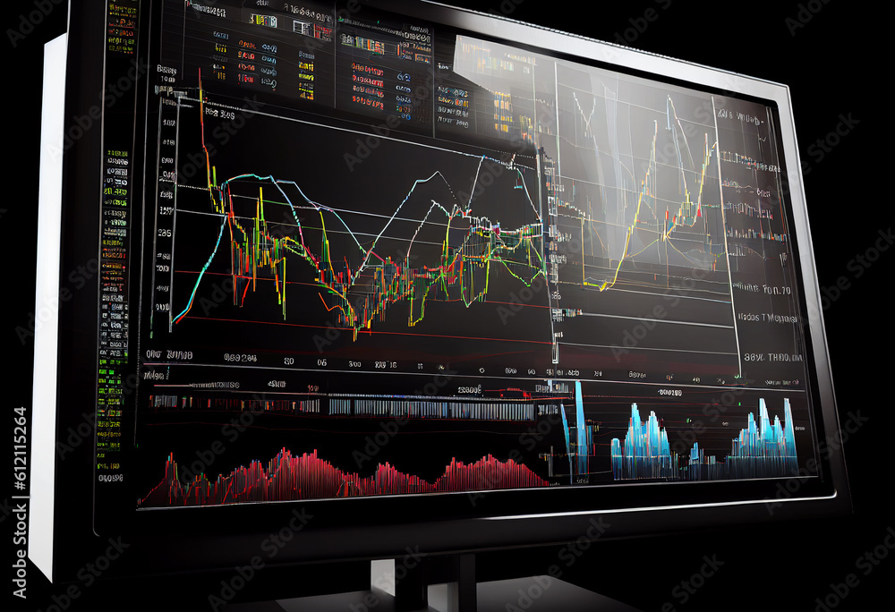 Business chart on monitor. AI Generated Business chart on monitor. AI Generated
