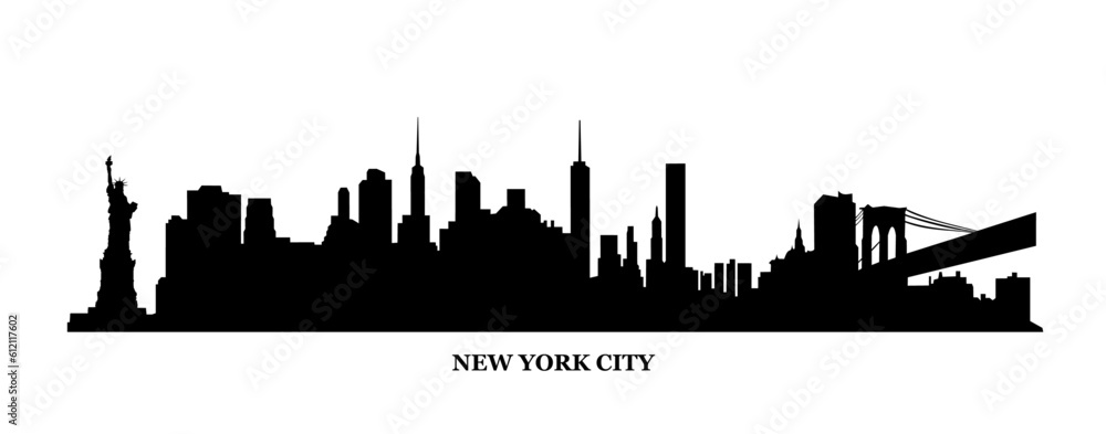 New York City Skyline silhouette cityscape vector.
