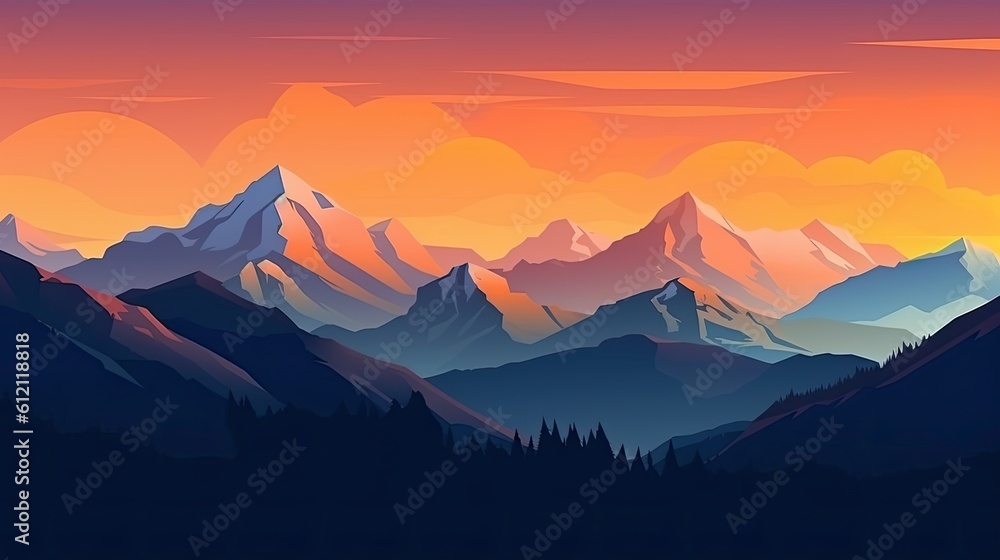 Obraz premium mountain peaks in beautiful sunset light