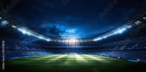 game soccer football sport world goal arena green light stadium. Generative AI.
