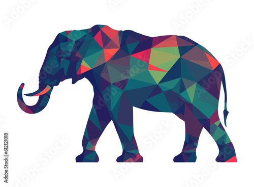 Elephant walking in abstract backdrop