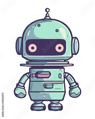 Futuristic robot sketches cute blue android